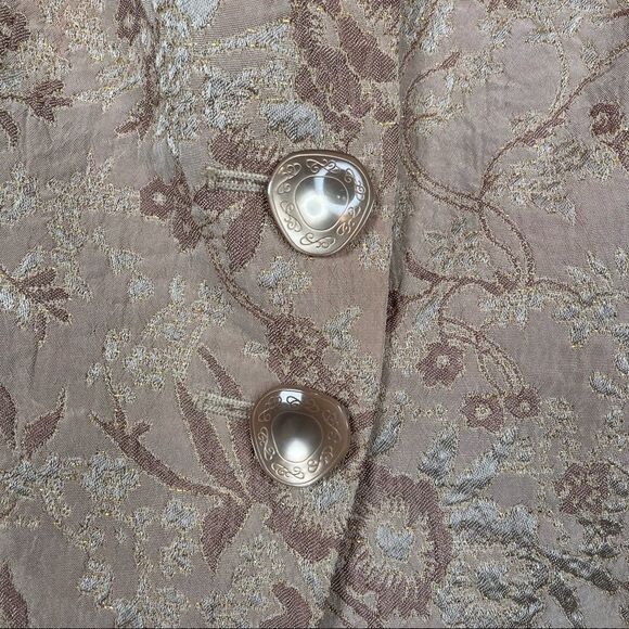 Anthropologie Tape Measure Jacquard Gold Floral Blazer Jacket Sz 8 - Picture 10 of 13